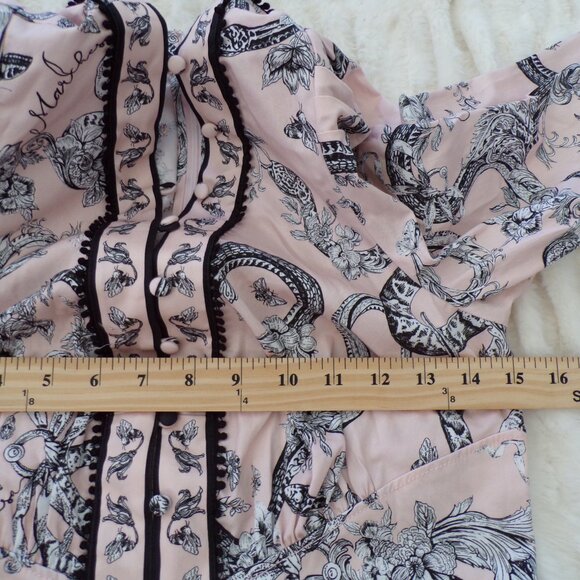 NWT Marchesa floral pink cotton midi dress 8 - Picture 7 of 13